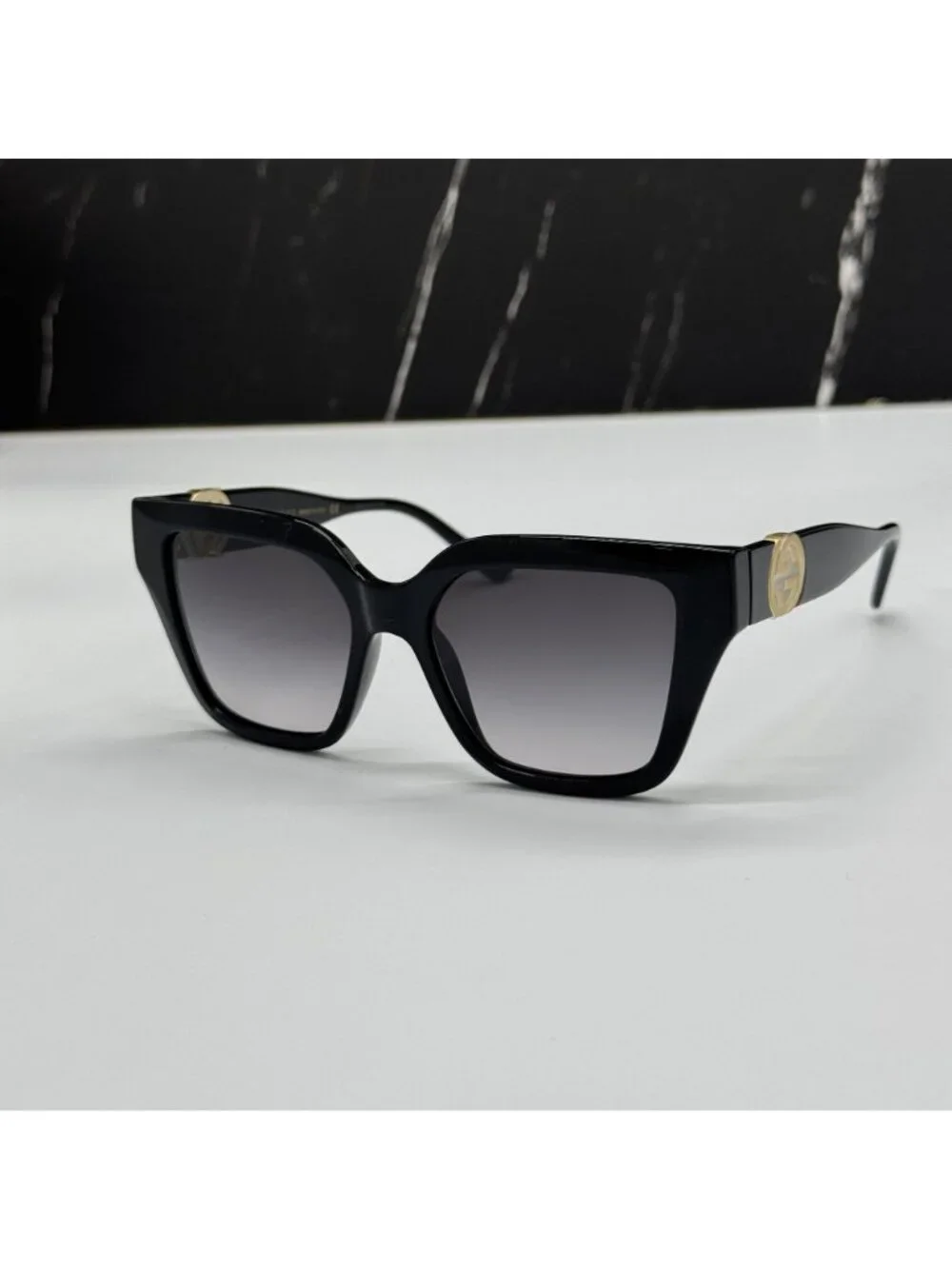 New Gucci GG1023S 001 with Gold Chain Women Cat Eye Sunglasses
